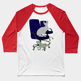 Chair, Iguana and Cat Baseball T-Shirt